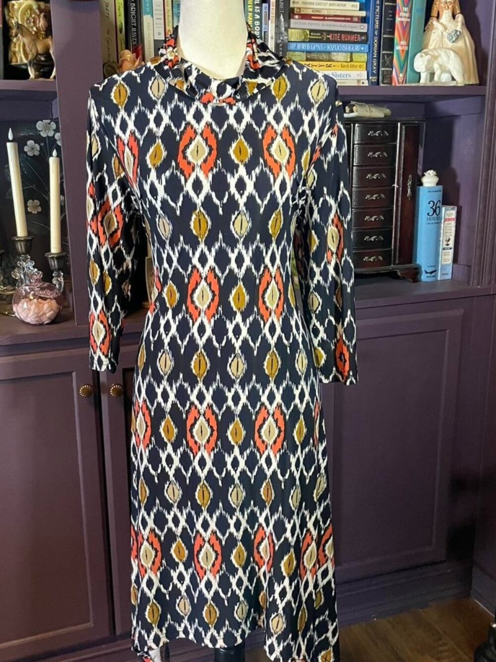 1970's Vibe Geometric Print Midi Dress